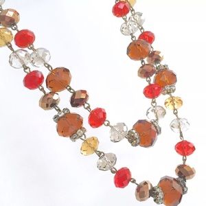 Vintage Trifari Czech Amber Glass Beaded Necklace